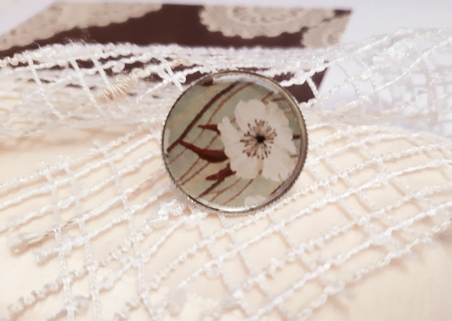 Bague résine réglable Lisa fleurs