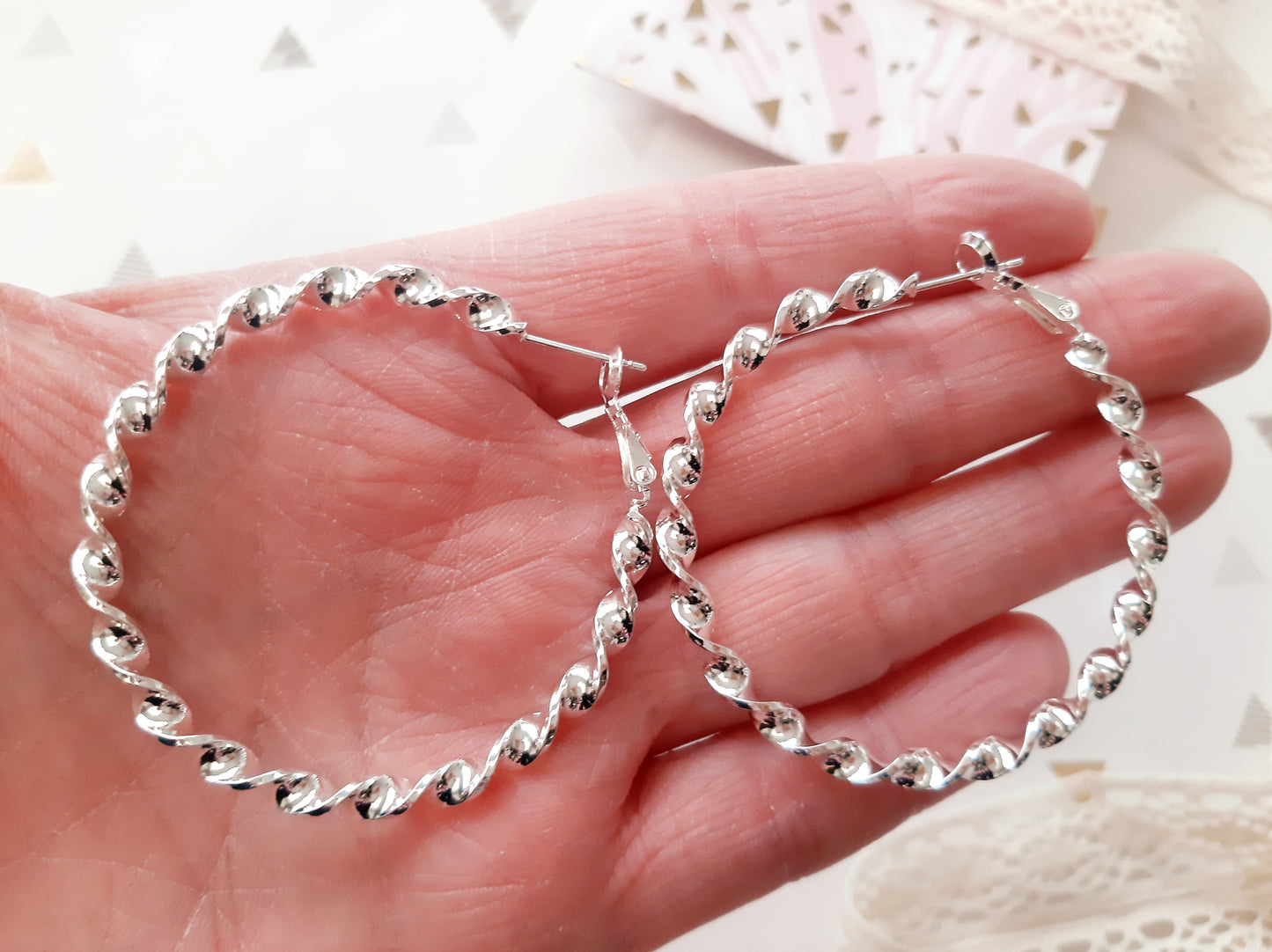 Créoles argent 925 anneaux torsades