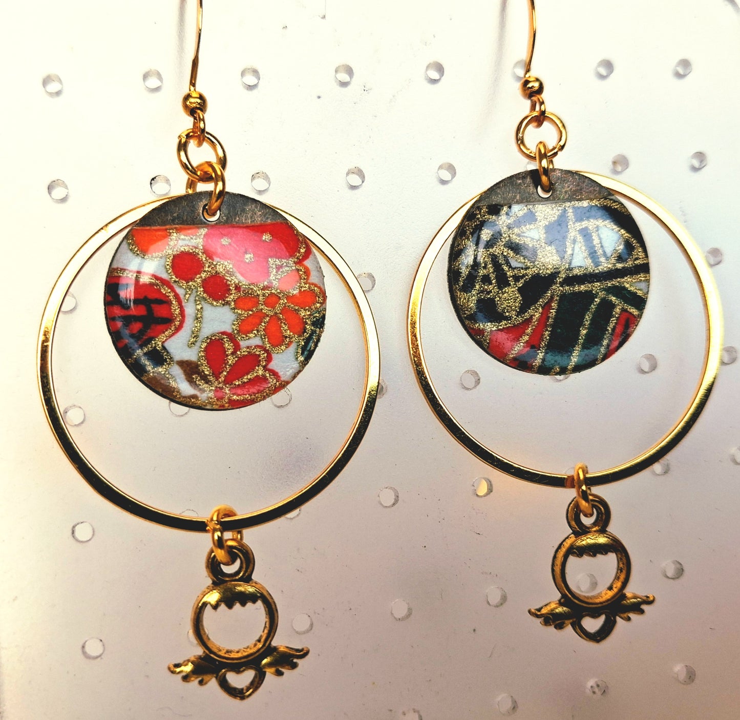 Boucles d'oreilles résine washi japonais