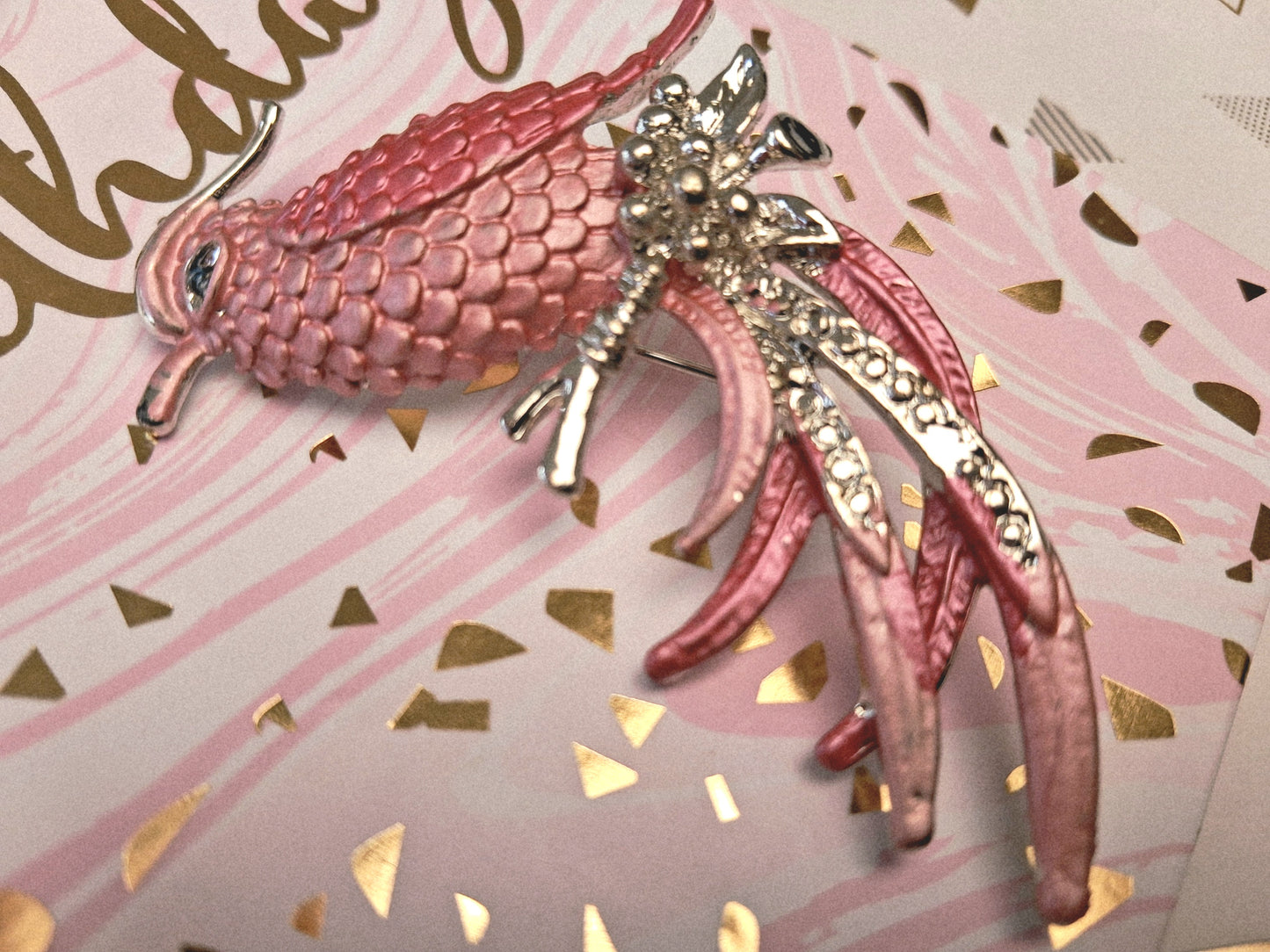Broche émaillée oiseau