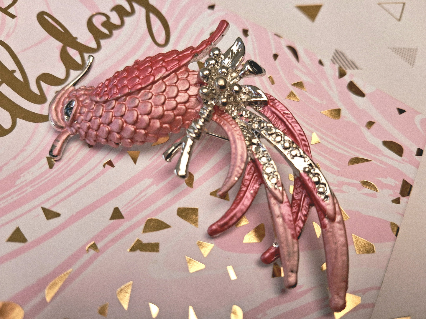 Broche émaillée oiseau