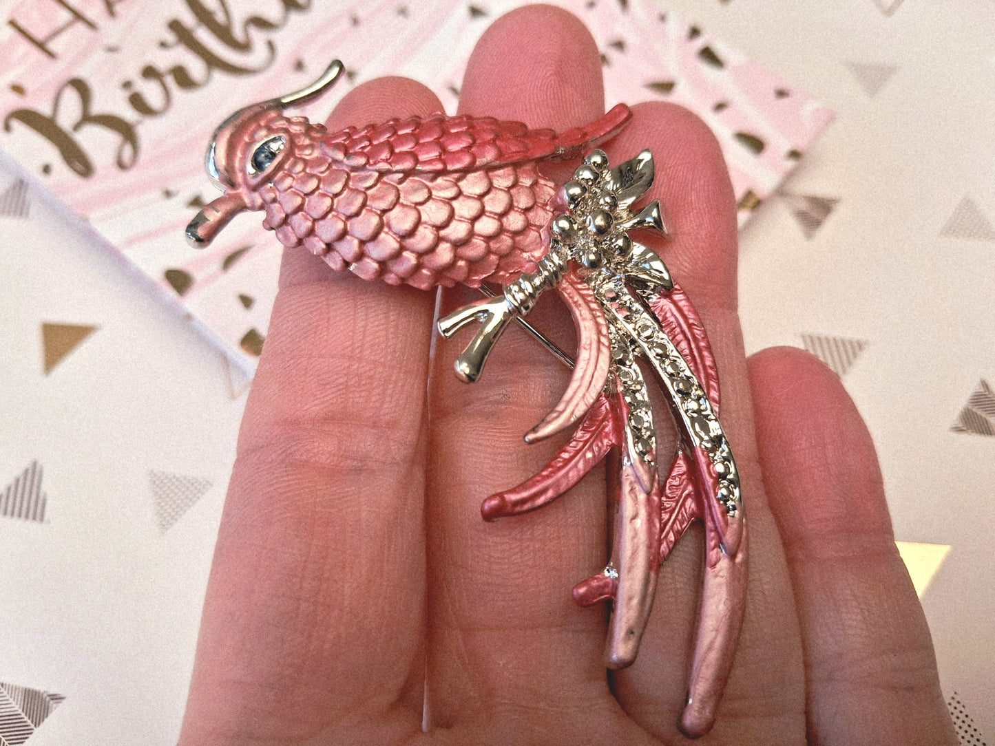 Broche émaillée oiseau