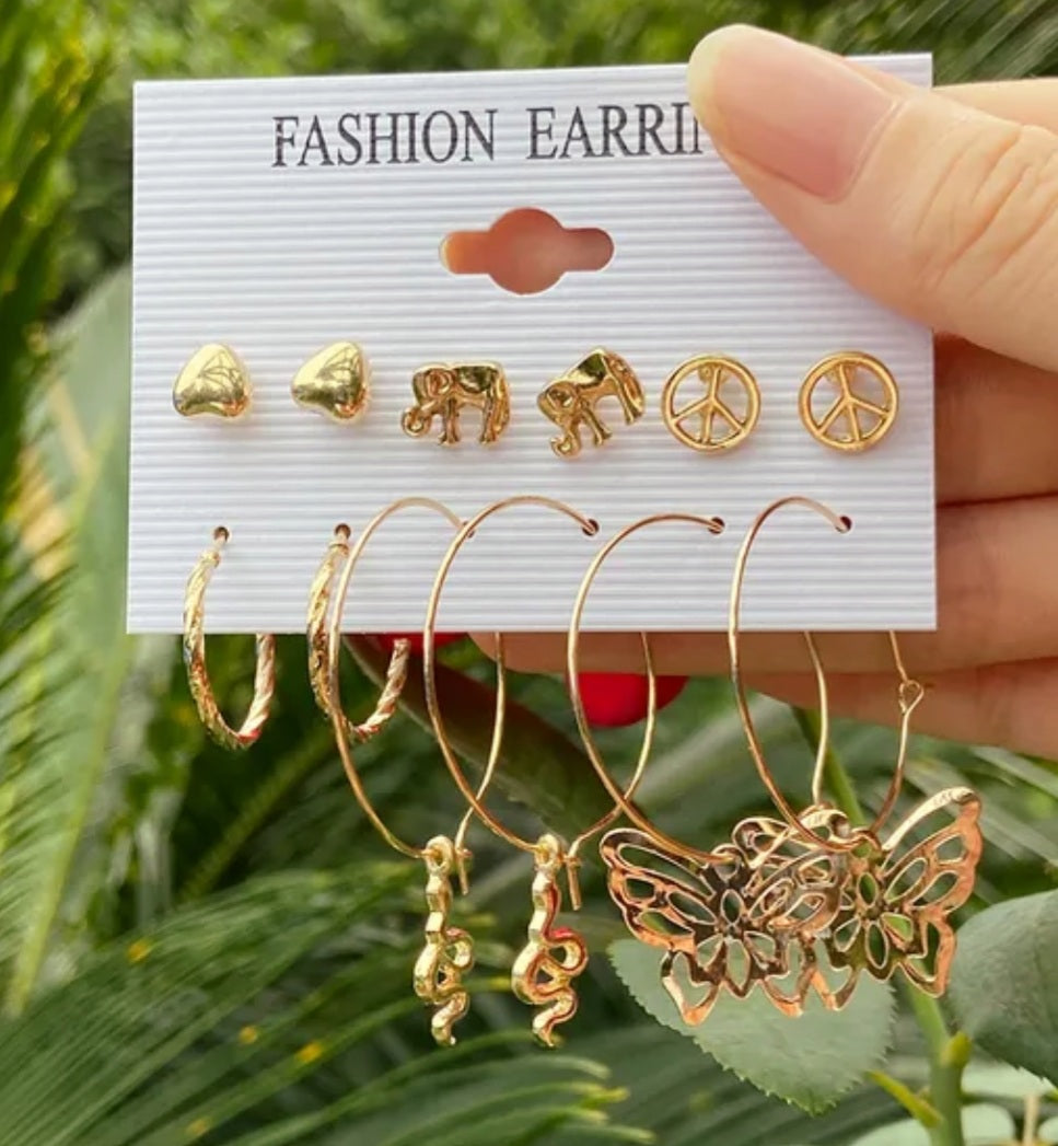 6 paires de boucles d'oreilles 2 modèles au choix