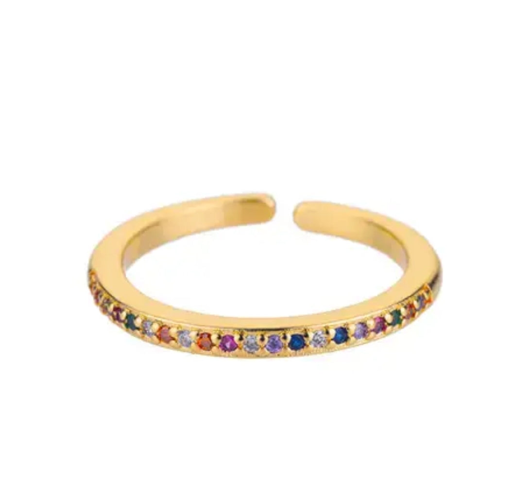 Bague acier inoxydable fine pierres couleur au choix