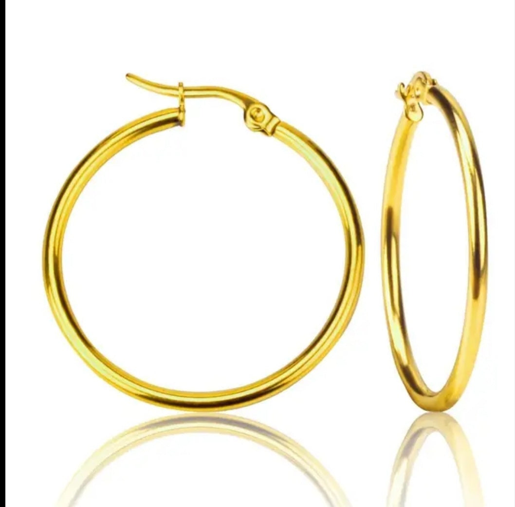 Grandes créoles acier inoxydable doré