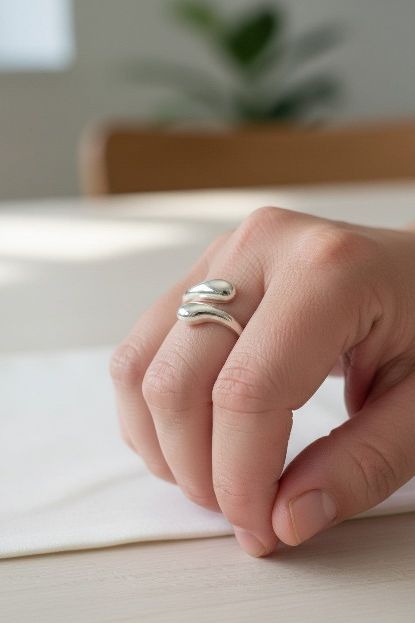 Bague argent 925 poinçonné gouttes