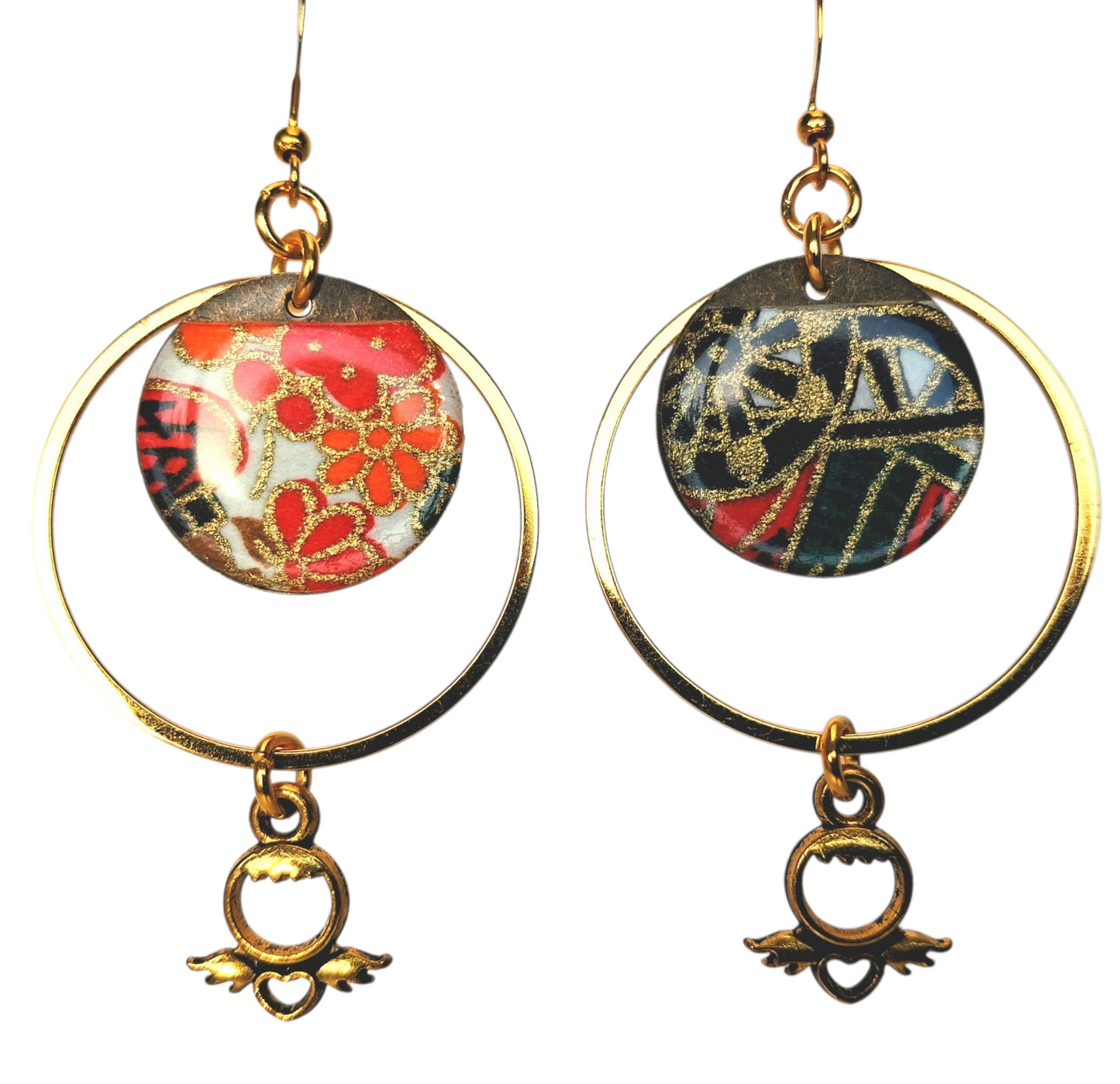 Boucles d'oreilles résine washi japonais