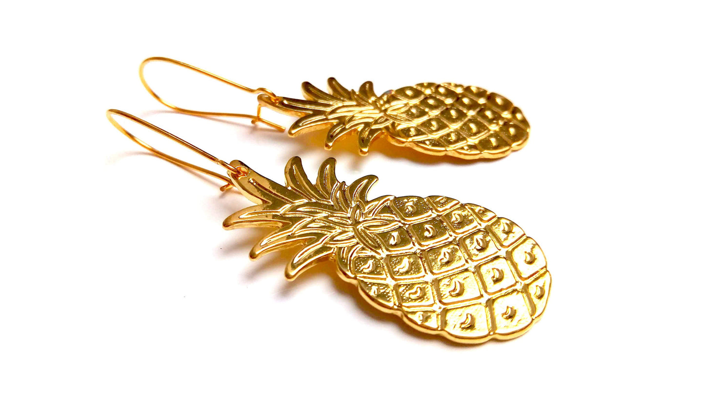 Boucles d'oreilles ananans laiton doré