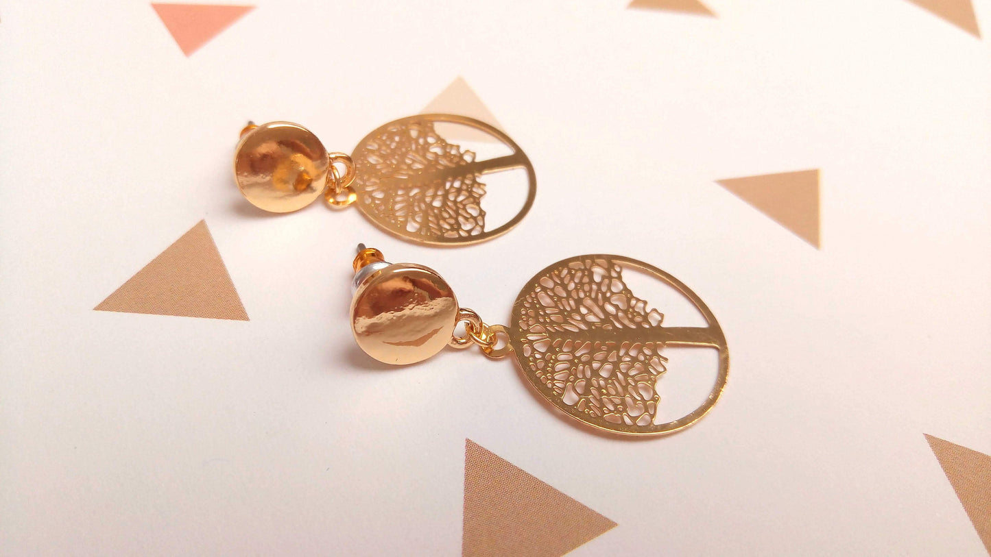 Tree of life brass earrings
