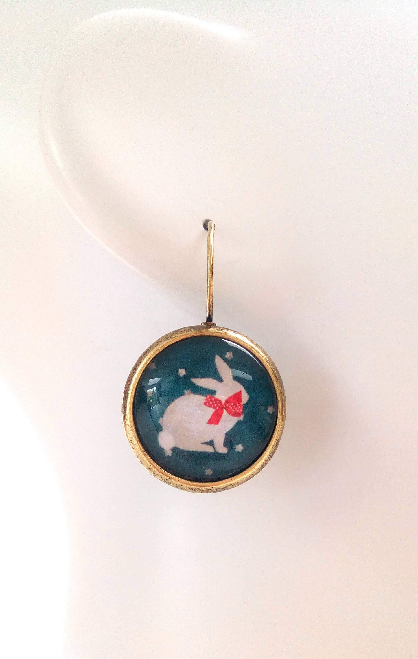 Dormeuses cabochon lapin dans les étoiles JEF®