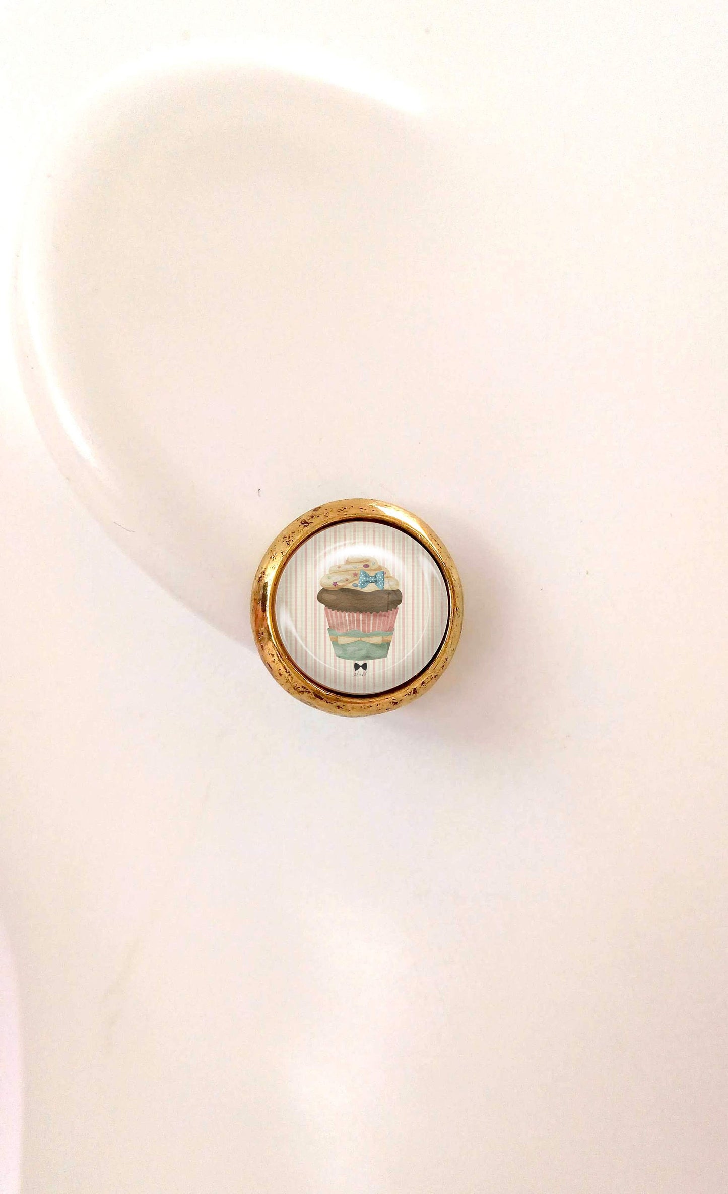 Puces cabochon cup cake pastel