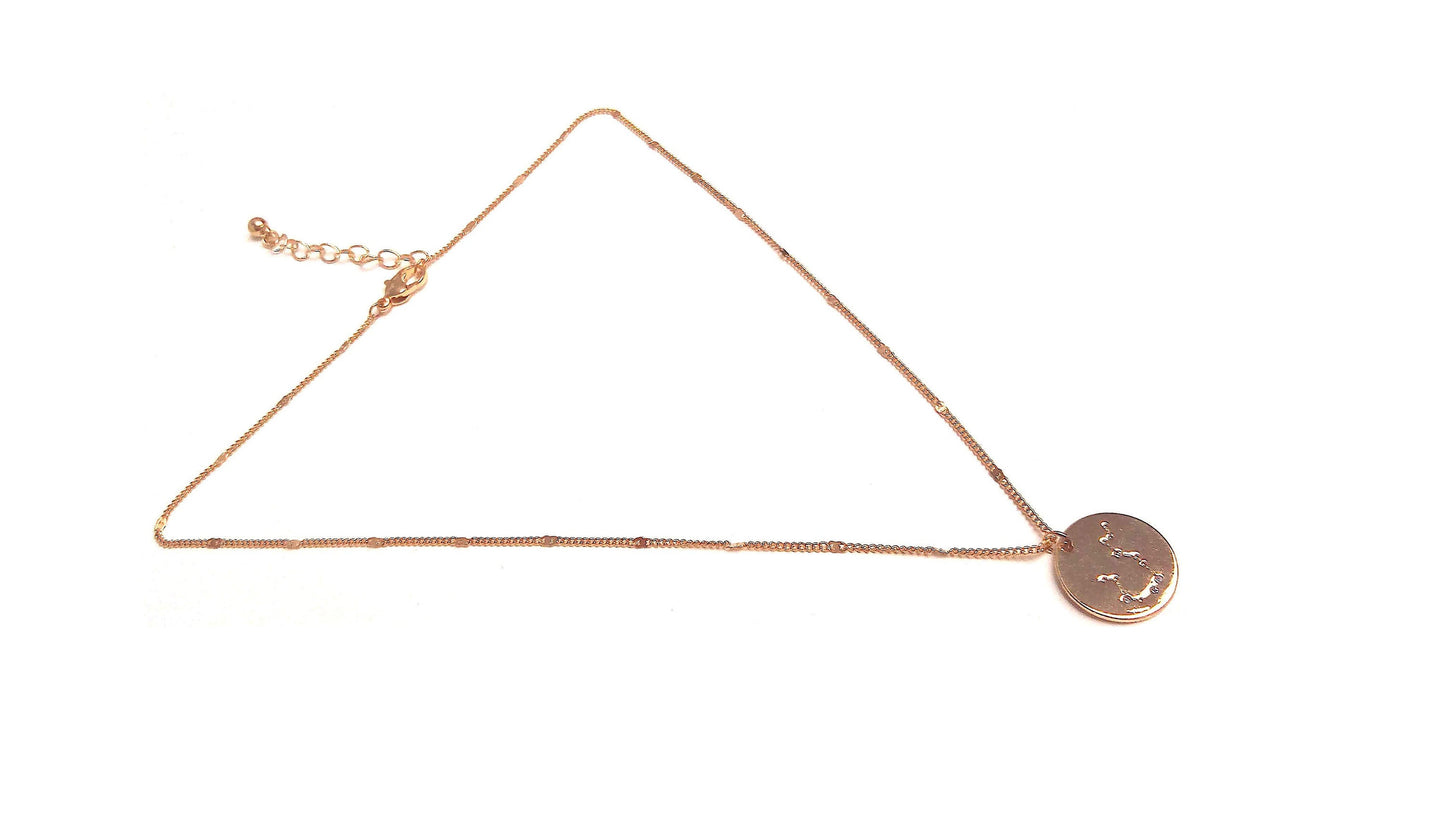 Brass chain necklace with rhinestone star medallion