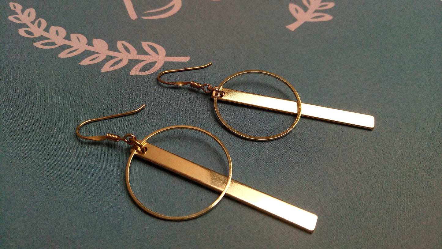 Geometric brass dangling earrings