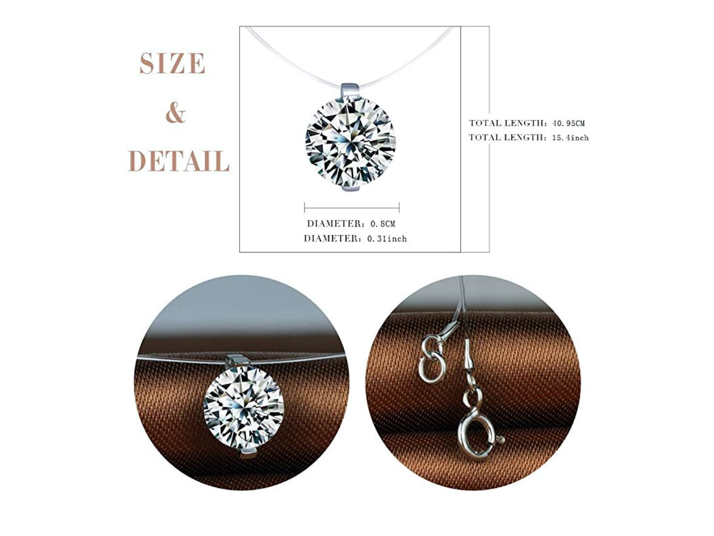 JUL et FIL Invisible necklace silver 925 woman solitary crystal on nylon thread woman gift original costume jewelry