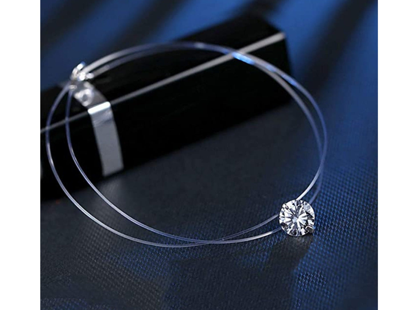 JUL et FIL Invisible necklace silver 925 woman solitary crystal on nylon thread woman gift original costume jewelry