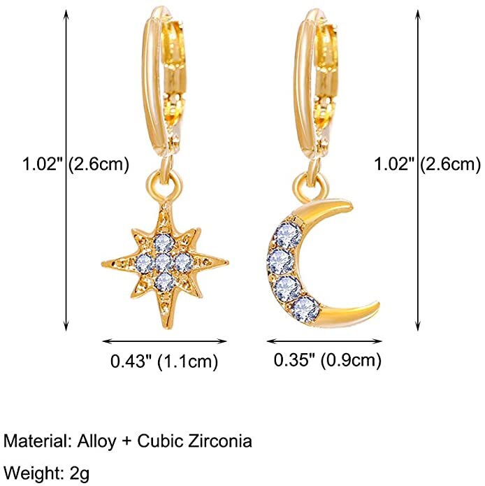 Huggies gold filled 18K lune étoile polaire
