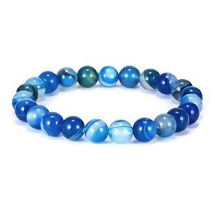 Bracelet agathe bleue, pierre naturelle, litho