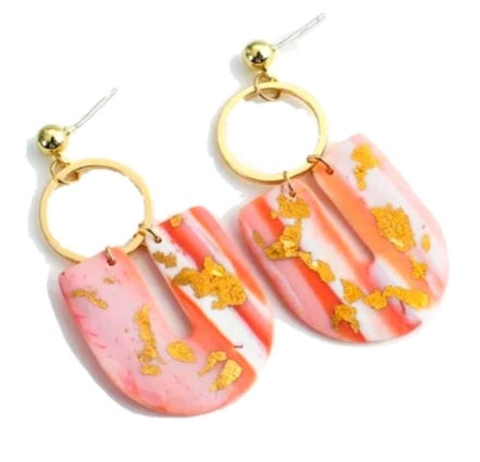 Boucles d'oreilles rose orangé vitaminé