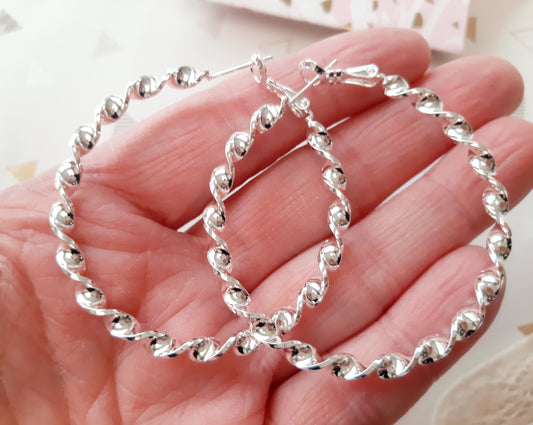Créoles argent 925 anneaux torsades