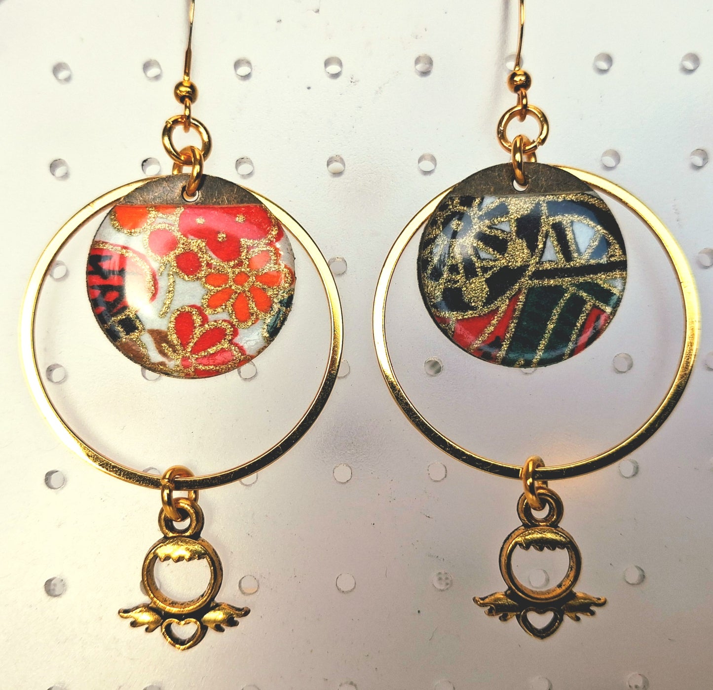 Boucles d'oreilles résine washi japonais