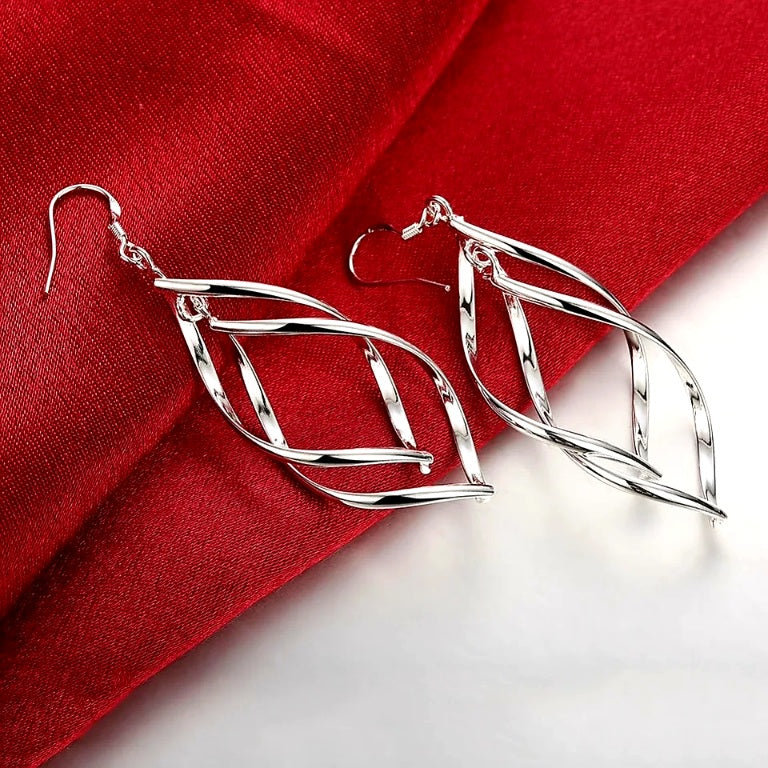 Boucles d'oreilles argent 925 volutes navettes