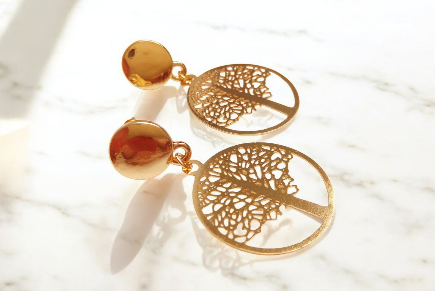 Tree of life brass earrings