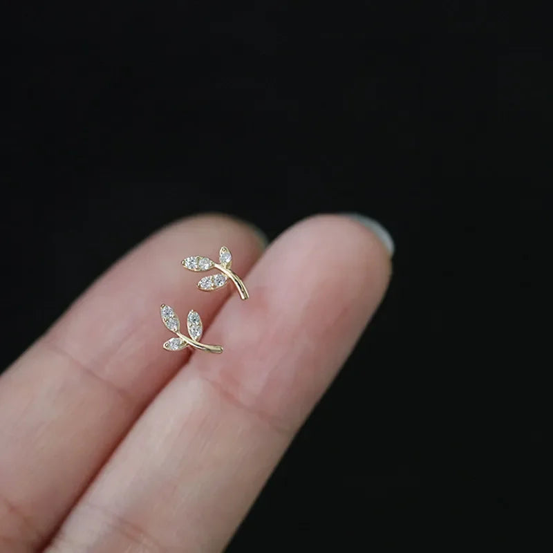925 Silver Needle Water Drop Leaf Flower Butterfly Design Earrings for Women Girl Classic Sweet Zircon Earrings