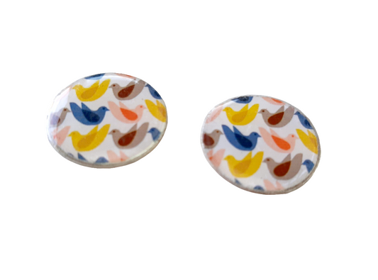 2 cabochons résine 20mm oiseaux création bijoux