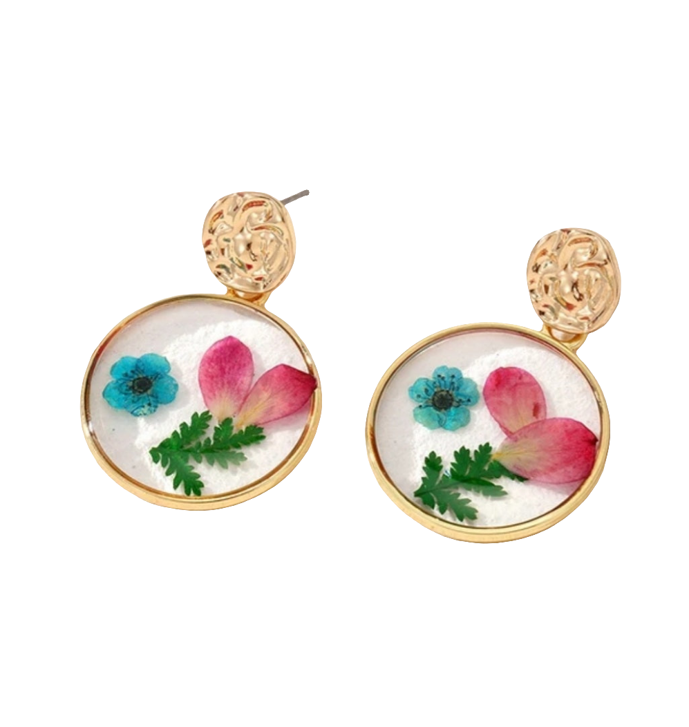 Boucles d'oreilles résine fleurs au choix