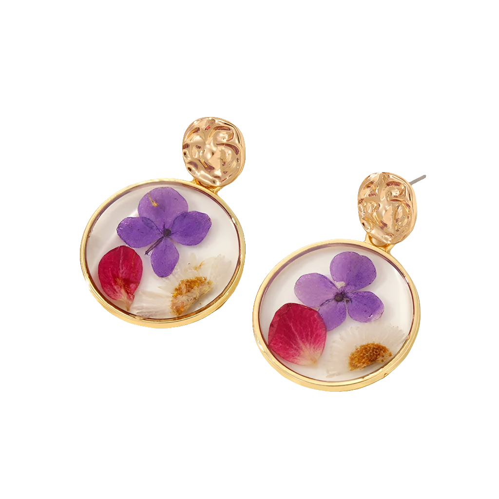 Boucles d'oreilles résine fleurs au choix