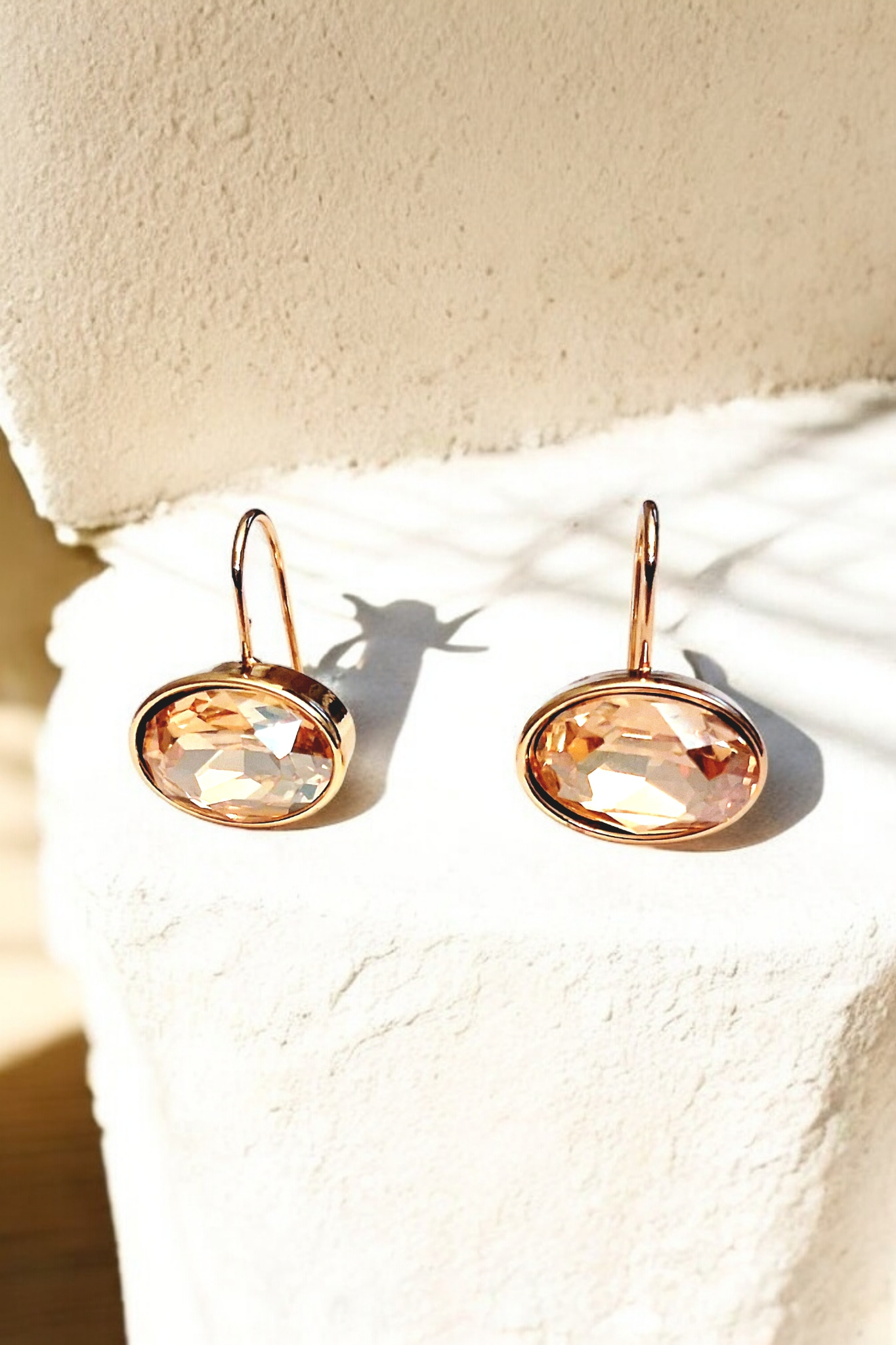 Dormeuses ovales champagne rosé