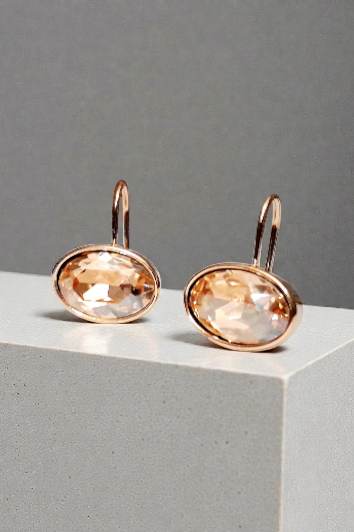 Dormeuses ovales champagne rosé