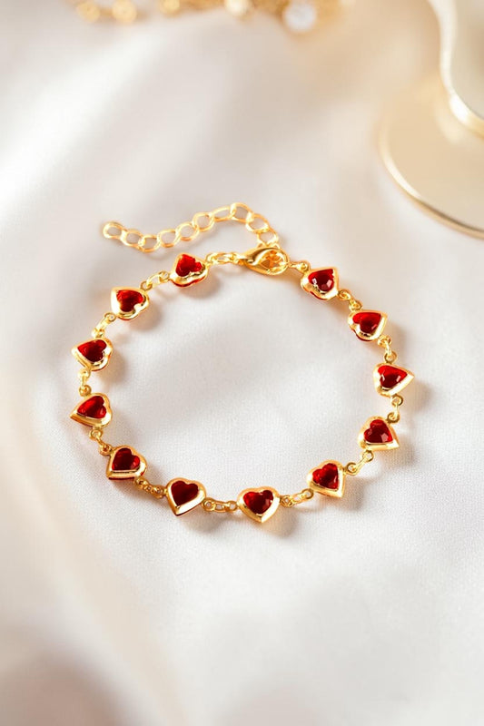 Bracelet doré à l'or fin cœurs amour