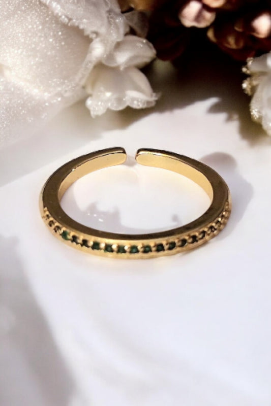 Bague éclats de pierres taillées tonalité d'émeraude