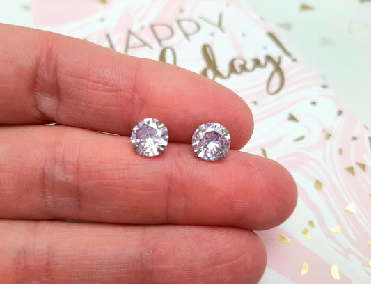 Puces d'oreilles argent 925 poinçonné mauve