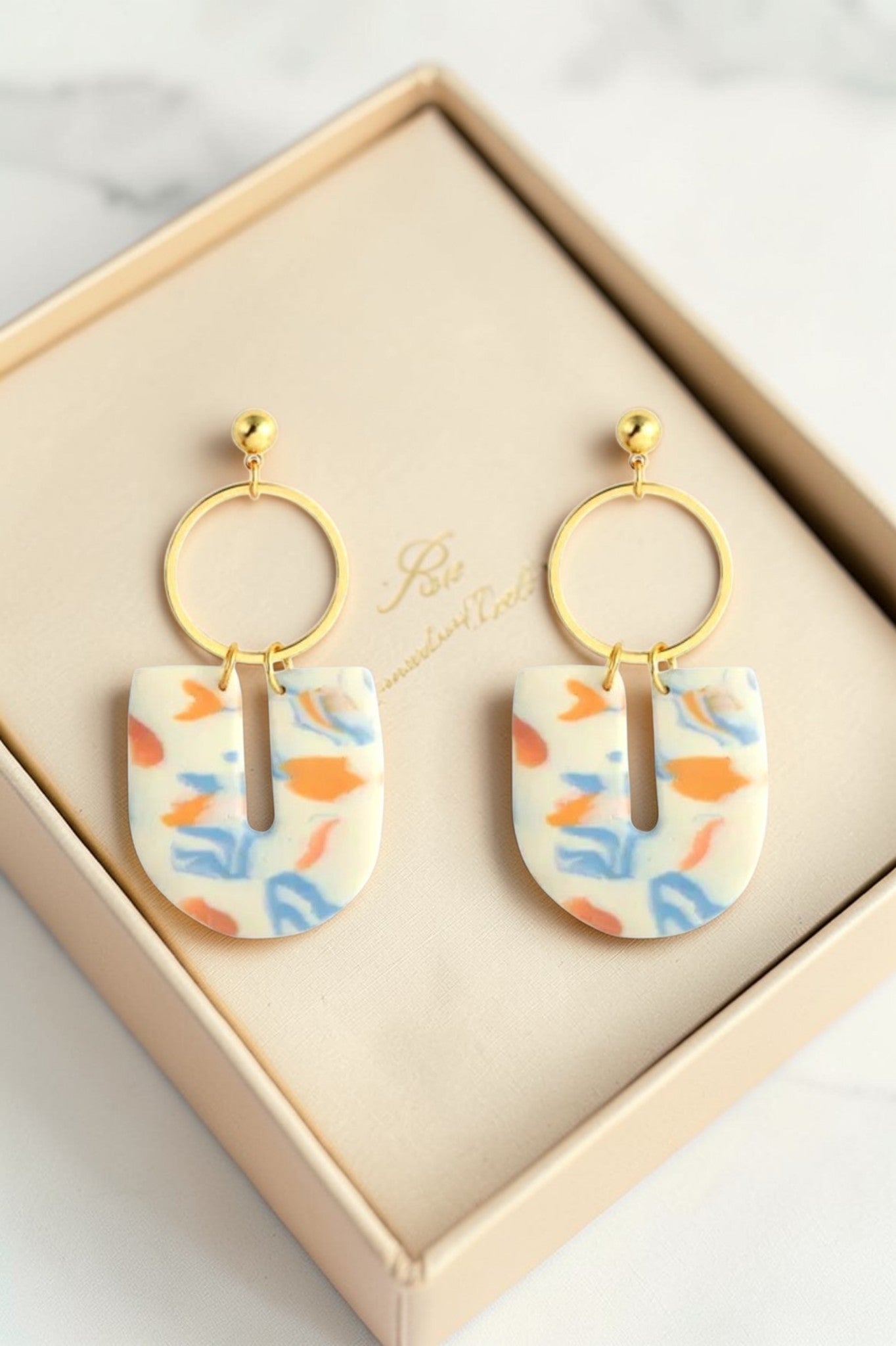 Boucles d'oreilles pendantes polymère millefiori