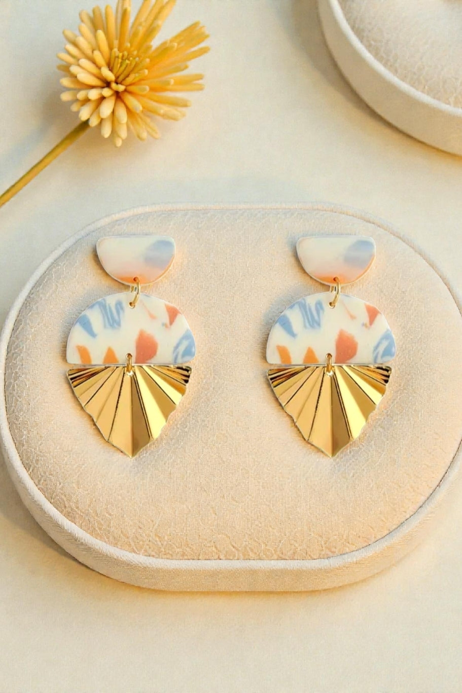 Boucles d'oreilles demi-lunes mosaïque