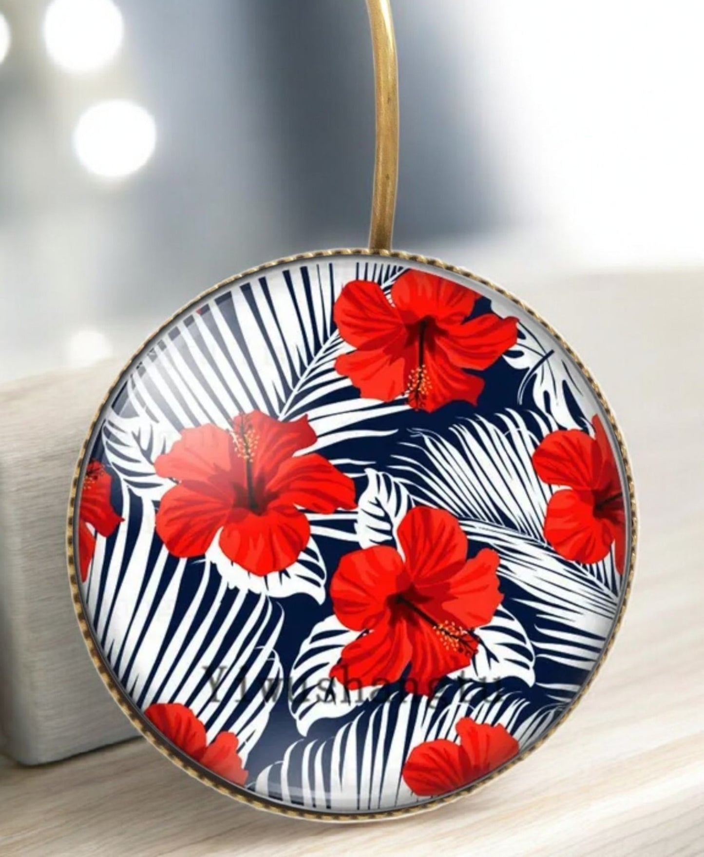 Dormeuses cabochons hibiscus