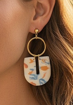 Boucles d'oreilles pendantes polymère millefiori