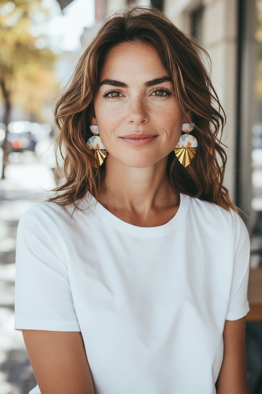 Boucles d'oreilles demi-lunes mosaïque