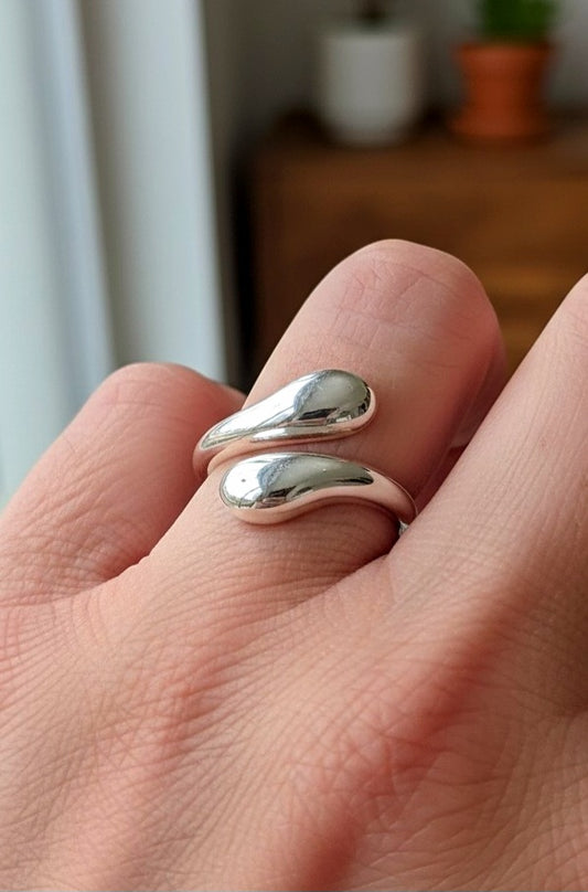 Bague argent 925 poinçonné gouttes