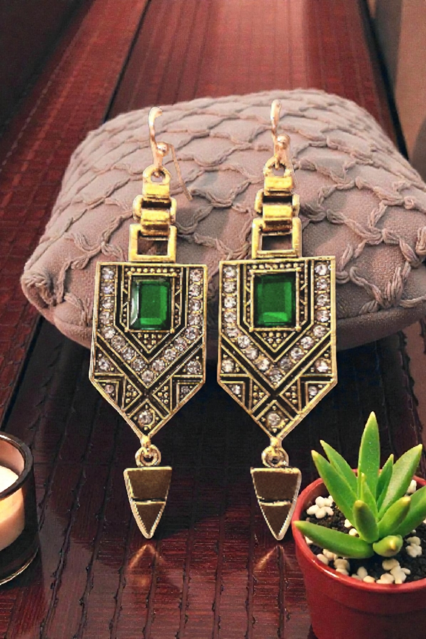 Boucles d'oreilles géométriques art déco