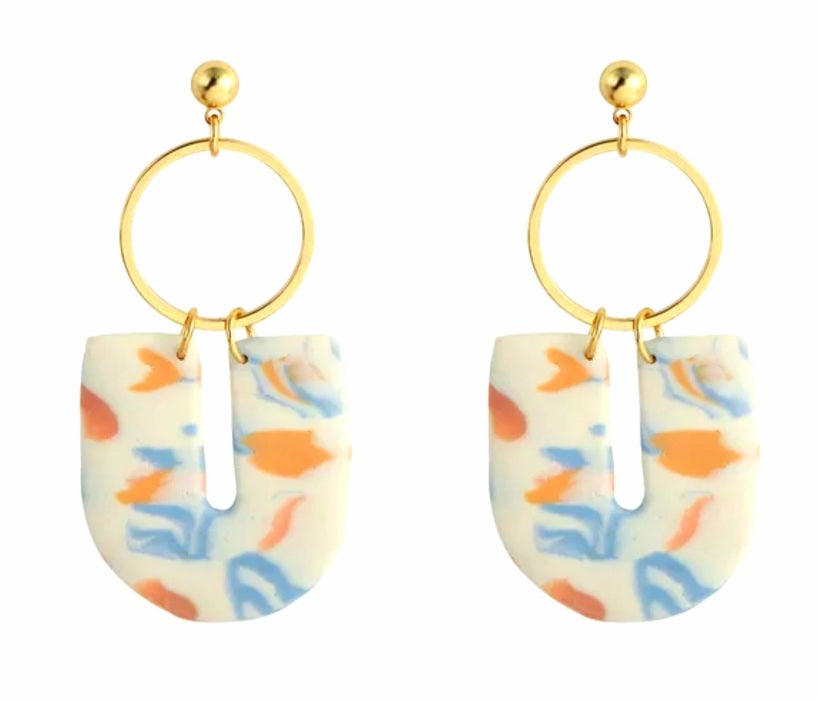 Boucles d'oreilles pendantes polymère millefiori