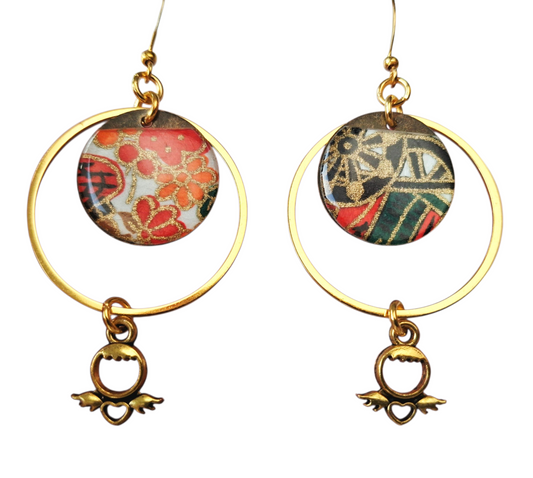 Boucles d'oreilles résine washi japonais