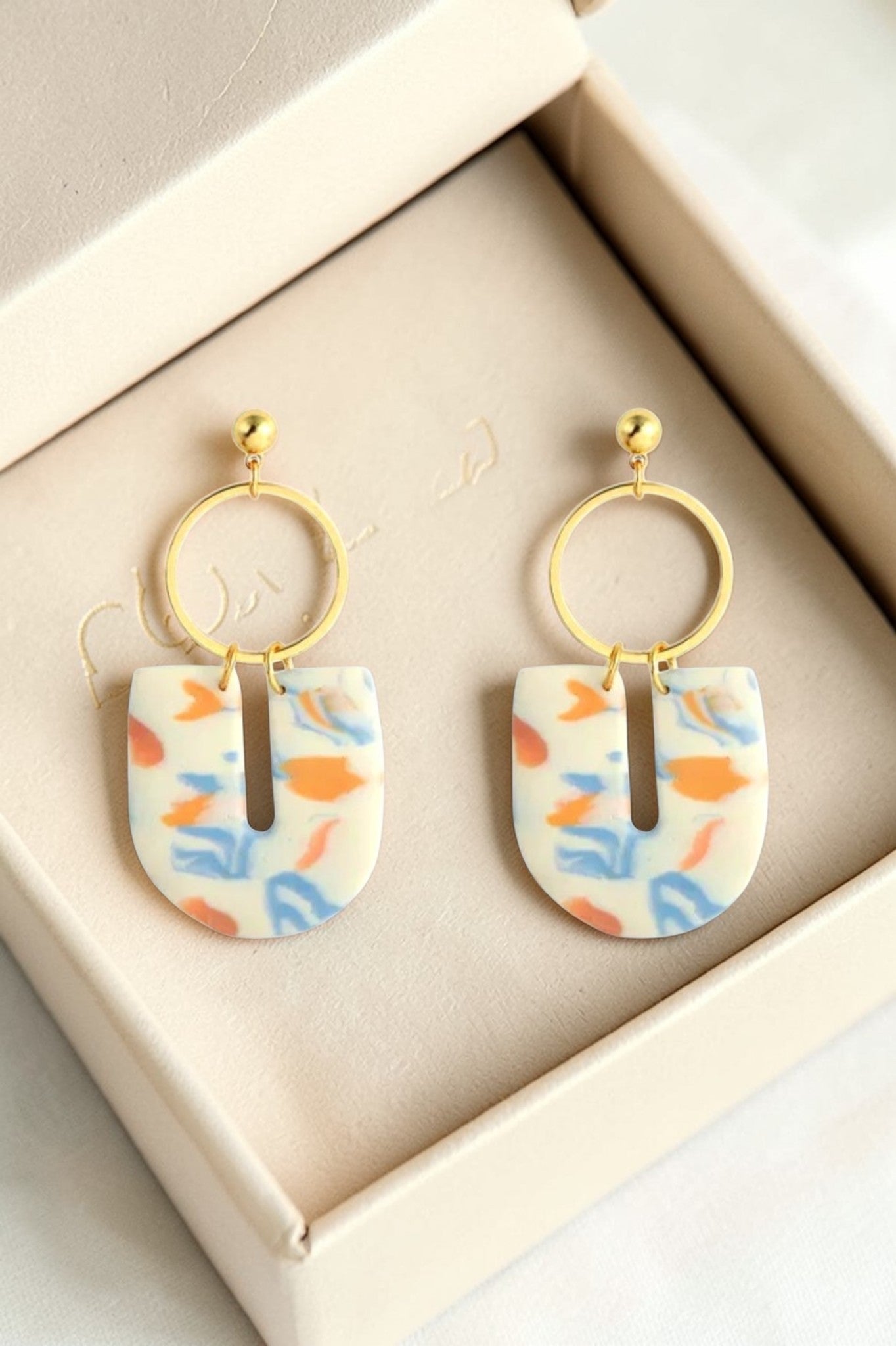 Boucles d'oreilles pendantes polymère millefiori