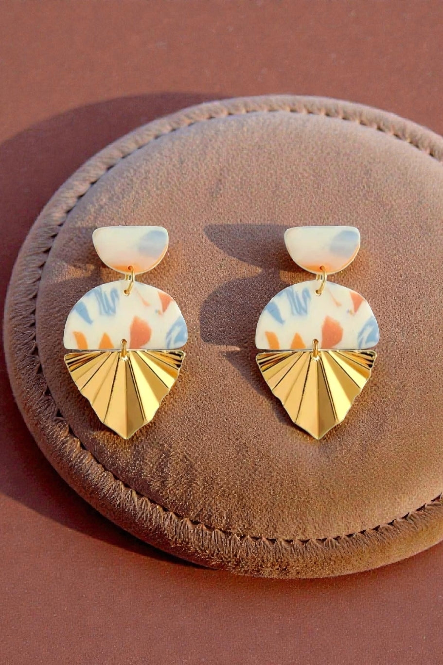 Boucles d'oreilles demi-lunes mosaïque