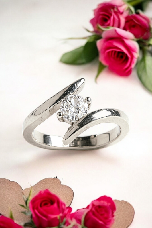 Bague argent 935 poinçonné solitaire