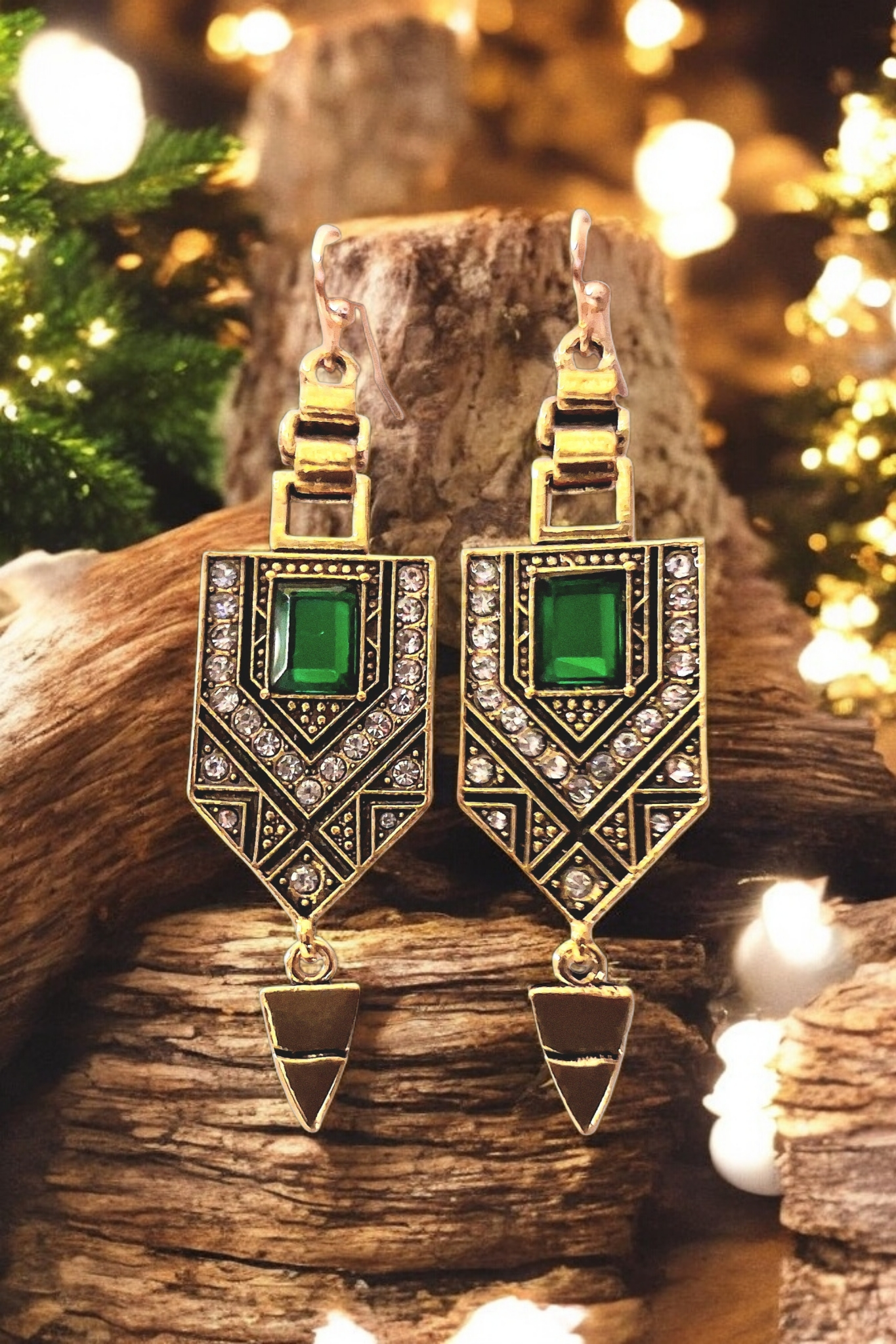 Boucles d'oreilles géométriques art déco