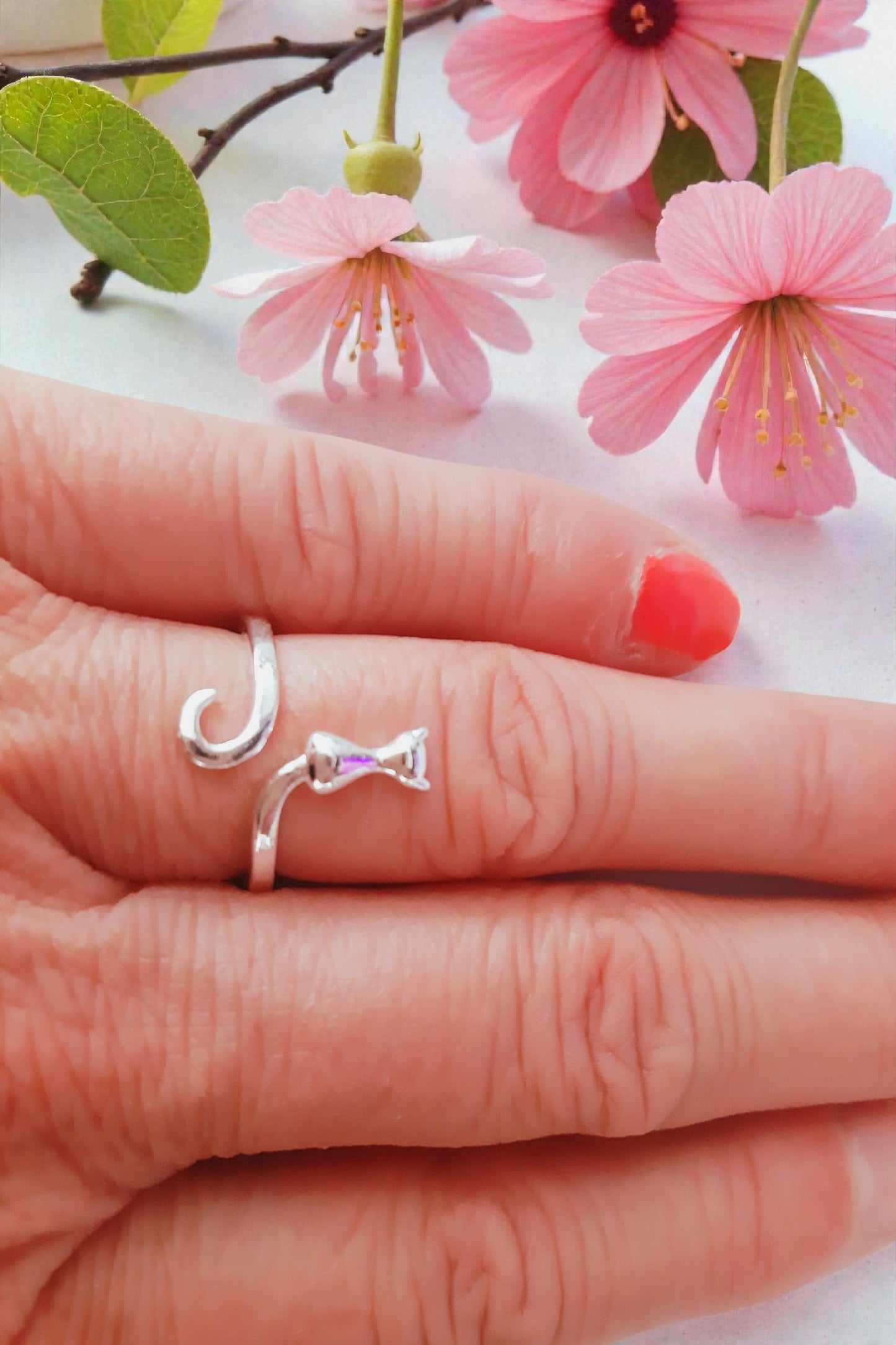 Bague argent 925 chat réglable