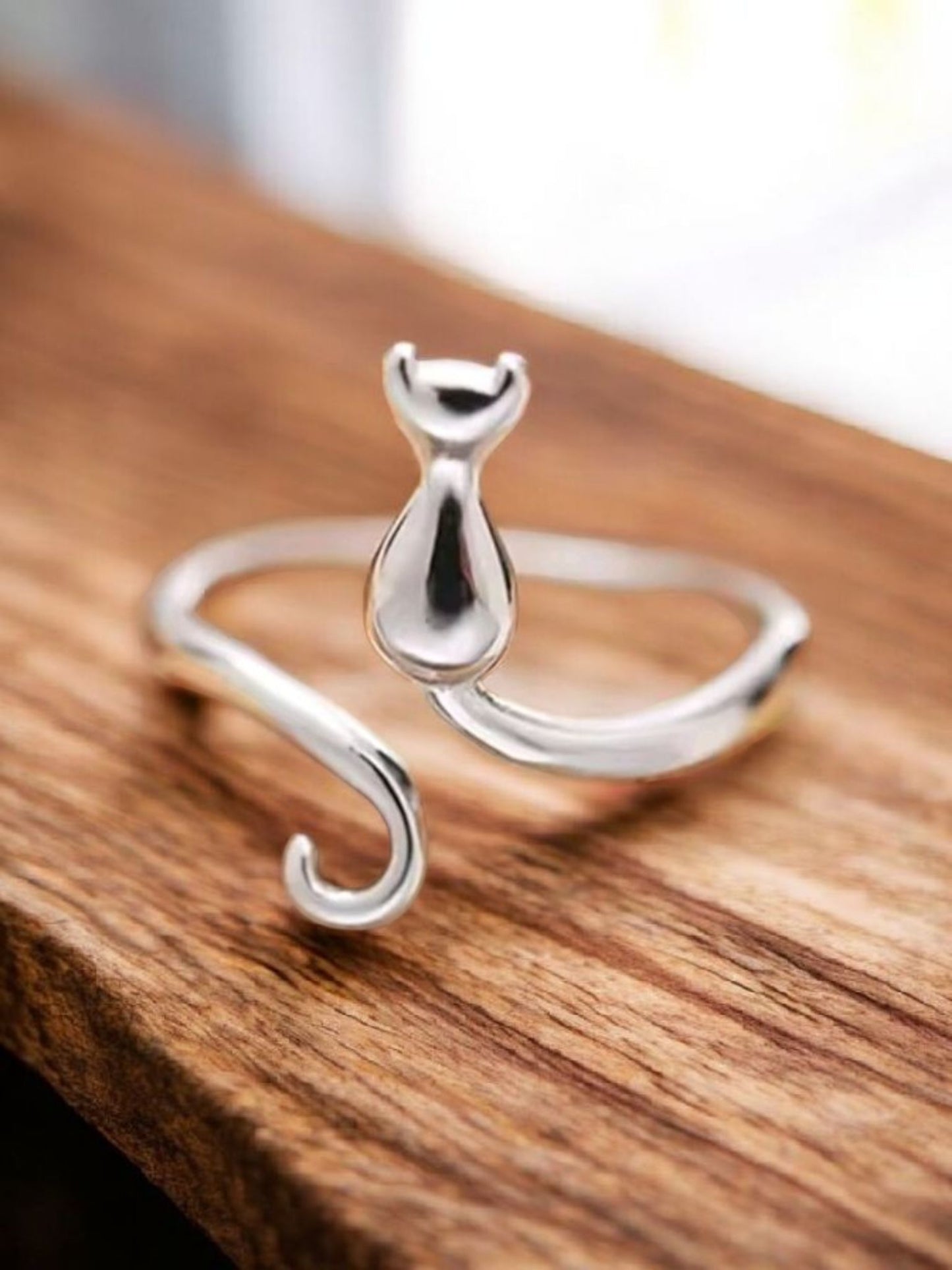 Bague argent 925 chat réglable